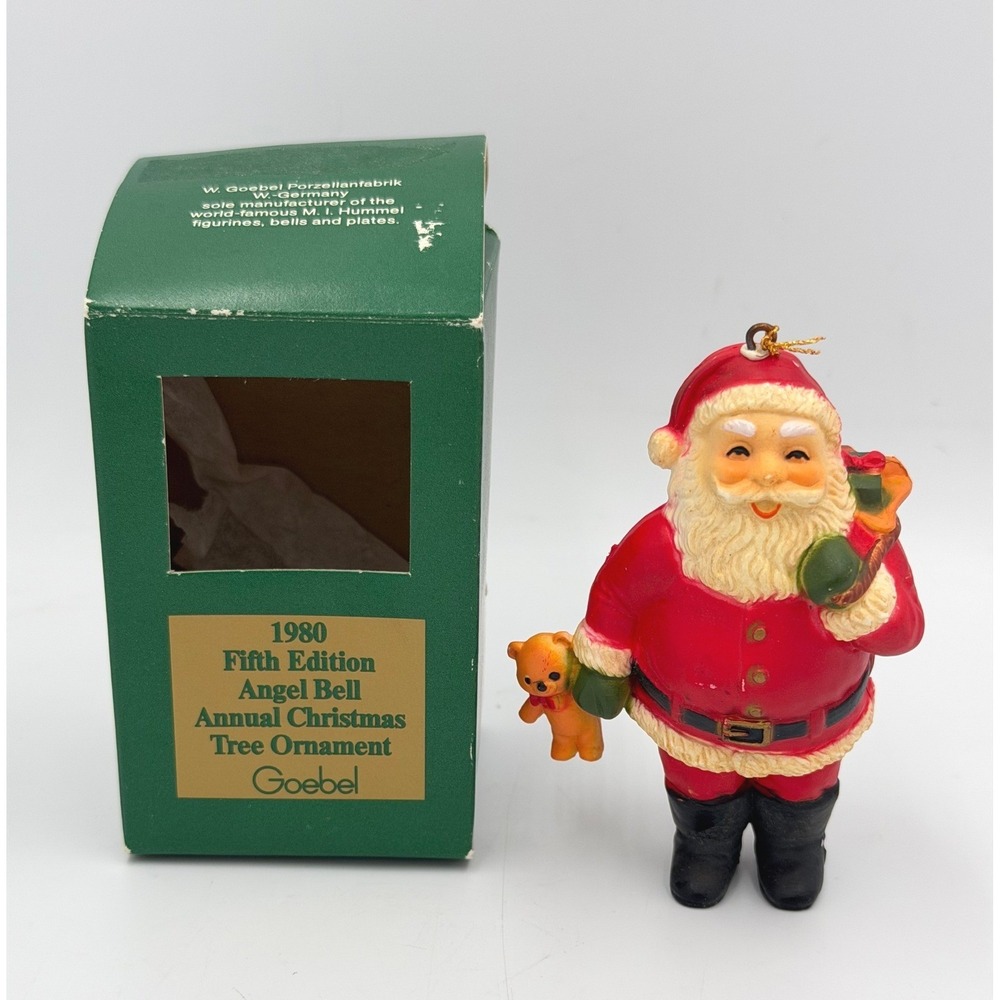 Goebel 1980 Fifth Edition Angel Bell Santa Christmas Ornament Boxed Vintage